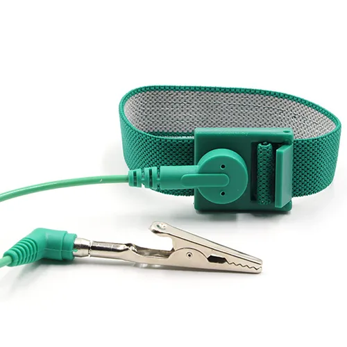 Vista 5 de Correa de muñeca antiestática con cable de conexión a tierra ESD Pulsera antiestática ajustable cuerda en espiral pulsera anti choque (1)