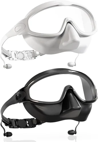 Vista 11 de Aegend Gafas de Natación con Cubierta Nasal para Adultos, 2 Unidades de Gafas de Natación de Visión Amplia Antiempañamiento/UV Sin Fuga para Hombres