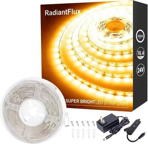 Vista 32 de Tiras de luces LED pequeñas de 10 pies cálidas, tira de luces LED regulables, 180 LEDs, luces de cinta LED tipo cuerda súper brillantes para sala