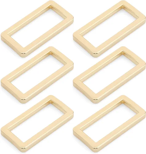 Vista 8 de CRAFTMEMORE Hebilla de anillos rectangulares planos de metal para bolsa, correa de cinturón, acabado de calidad de bucle resistente, paquete de 6