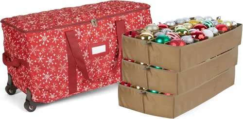 Vista 40 de Covermates Keepsakes Bolsa de almacenamiento ajustable para adornos, con asas de transporte, protección acolchada, ruedas dobles, almacenamiento