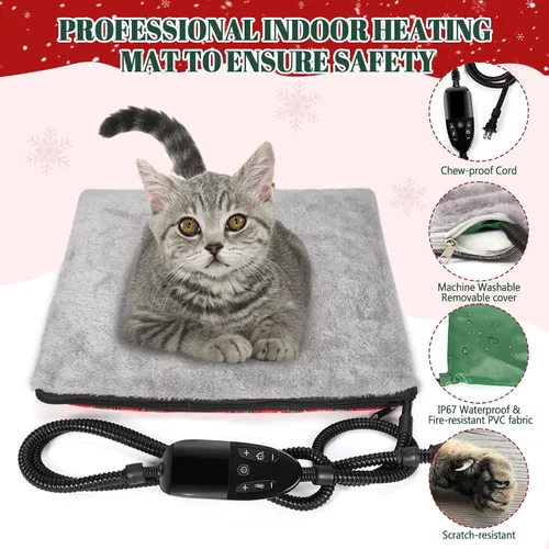 Vista 3 de Cama Térmica para Gatos de Interior, Casa Plegable para Gatos con Almohadilla Térmica Extraíble para Gatos y Perros Pequeños, Cama Cubierta