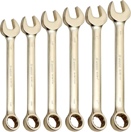 Vista 11 de WEDO Llave combinada sin chispas, llave combinada de seguridad sin chispas, bronce de aluminio, forja, DIN 3113, certificado BAM y FM, tamaño 1