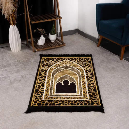 Vista 2 de Modefa Alfombra de oración islámica turca, cómoda alfombra de oración musulmana para hombres y mujeres, alfombra de terciopelo suave Janamaz