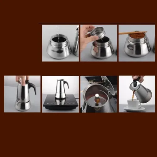 Vista 9 de Moka Pot 300ML Moka Espress - Cafetera de acero inoxidable, cafetera italiana, cafetera aislada para el hogar