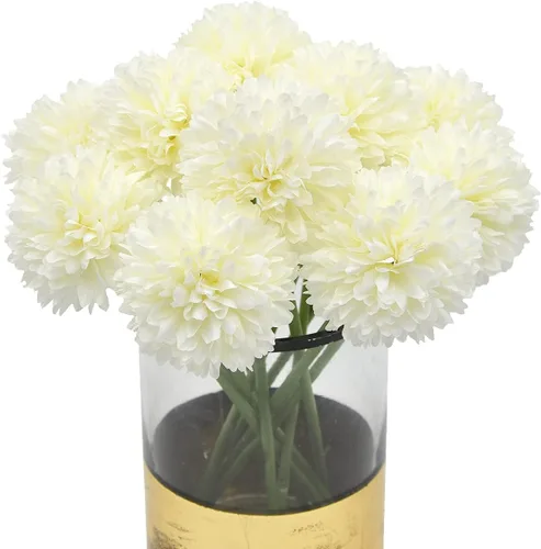 Vista 34 de 10 plantas artificiales de flores artificiales de seda de crisantemo, arreglos de hortensias, ramos de boda, decoración del hogar, cocina, jardín
