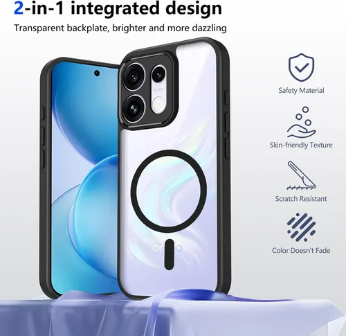 Vista 370 de Funda magnética transparente compatible con Xiaomi 17T, color negro 2 en 1 PC + TPU cubierta de teléfono a prueba de golpes, carcasa protectora