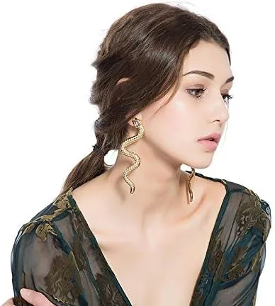 Vista 4 de Holloween - Aretes de serpiente para mujer, diseño de serpiente gótica, para niñas, accesorios de disfraz de Holloween