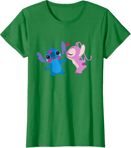Vista 38 de Disney Stitch and Angel - Camiseta para el día de San Valentín Negro