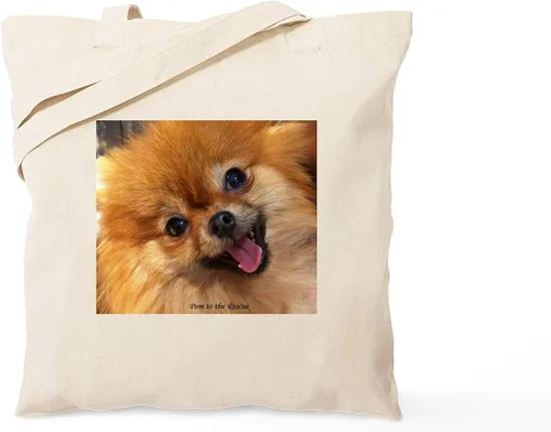 Vista 9 de CafePress Bolso de compras beige natural reutilizable de la lona de Pomerania del bolso de asas rojo negro