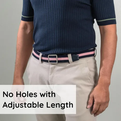 Vista 3 de Mens Braided Stretch Belt Adjustable Woven Golf Belt for Casual, Work, and Active Wear