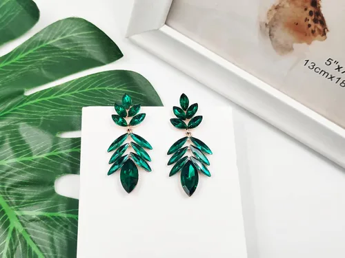 Vista 6 de Aretes colgantes de diamantes de imitación con purpurina para mujer, aretes colgantes de cristal de lujo, aretes colgantes de cristal grandes