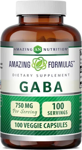Vista 9 de Amazing Formulas GABA - Suplemento de cápsulas vegetales por porción de 750 mg Sin OMG Sin gluten Fabricado en Estados Unidos Ideal