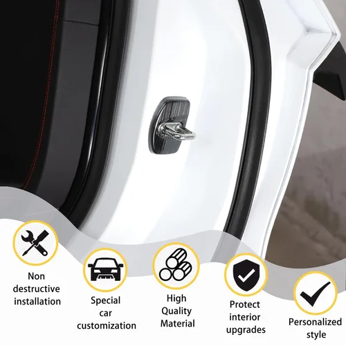 Vista 4 de CHEAYAR Cubierta protectora para cerradura de puerta de automóvil compatible con Chevrolet Corvette C8 2020-2023, cubiertas de bloqueo de puerta