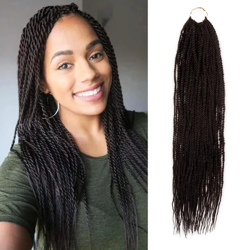 Vista 29 de AU-THEN-TIC Cabello senegalés con trenzas de ganchillo de 22 pulgadas, paquete de 2 paquetes de 40 mechones por paquete, extensiones de cabello