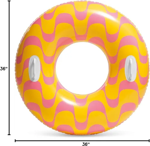 Vista 6 de INTEX Tubo inflable 59256 Wavy Dreams: asas de agarre resistentes, 36 pulgadas de diámetro, capacidad de peso de 132 libras, un tubo, el color puede