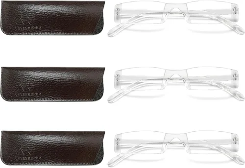 Vista 10 de VEVESMUNDO Gafas de lectura transparentes sin montura para hombres y mujeres, elegantes lectores estrechos