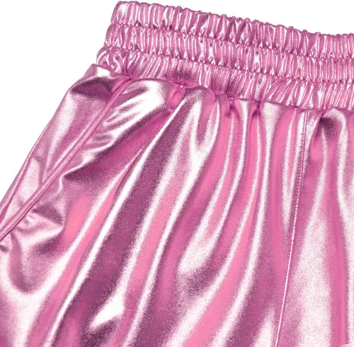 Vista 2 de Mirawise Girls Metallic Shorts Shiny Hot Pants Sparkly Dance Outfits Short Pants