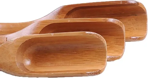 Vista 3 de Leadigol Cucharas de té sueltas de madera, 3 cucharas de madera de bambú natural, vajilla de miel de especias, condimento natural, cubiertos de sal