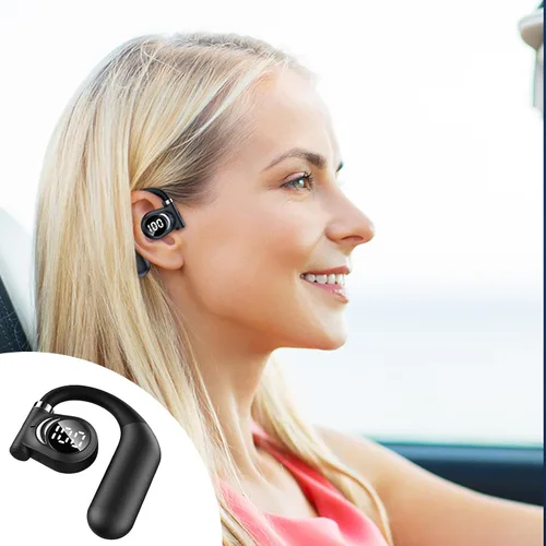 Vista 9 de Bluetooth 5.3 Open-Ear Air Conduction Headphones, HiFi Stereo Sound, 30 Hrs , Over-Ear Wireless Earbuds with LED Power Display for Sport Work