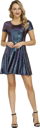 Vista 2 de Spadehill Vestidos de sirena brillantes de manga corta para mujer de Halloween