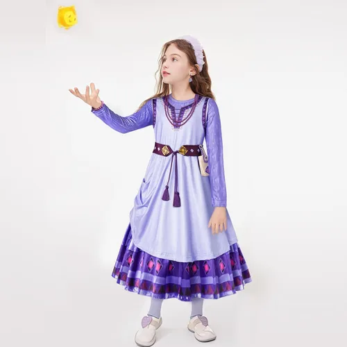 Vista 2 de Marcobey Wish Asha - Vestido de disfraz de princesa para niñas de estrellas 2023, ropa con gráficos en 3D, regalo de cumpleaños