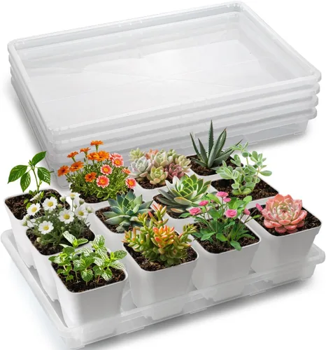 Vista 13 de RooTrimmer Paquete de 5 bandejas para macetas de vivero, bandeja de transporte y sujeción para plantas para macetas de inicio de semillas, Negro