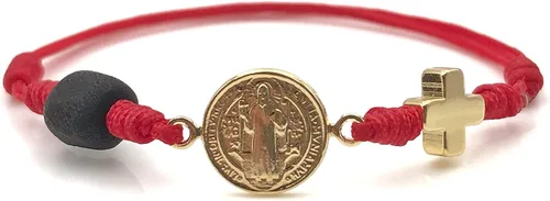 Vista 4 de St Benedict Red String Bracelet for de New Family Member Genuine Azabache Jet Stone Welcome to the World