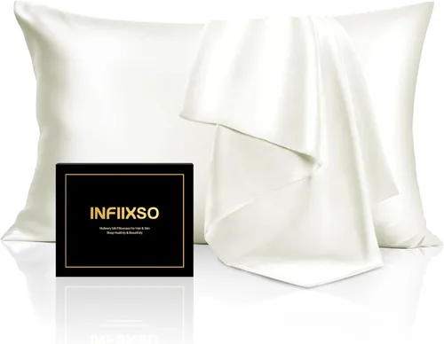 Vista 27 de INFIIXSO Funda de almohada de seda de morera, para cabello y piel, tamaño estándar, cremallera oculta, 20 x 26 pulgadas, suave y refrescante