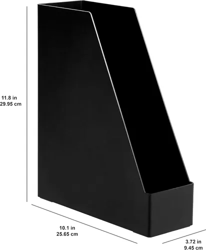 Vista 3 de Amazon Basics - Organizador de escritorio de plástico, revistero, color negro, paquete de 2