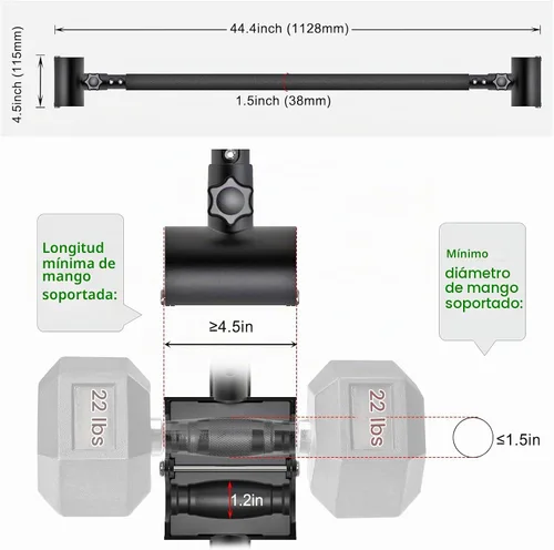 Vista 8 de Kipika Convertidor Ajustable de Mancuerna a Barra - Adaptador de Barra de Curling EZ - Equipo Versátil de Levantamiento de Pesas para Gimnasio