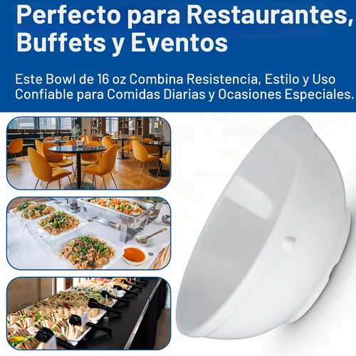 Vista 7 de Carlisle FoodService Products Dallas Ware - Cuenco de plástico reutilizable para bufés, hogar y restaurantes, melamina, 16 onzas, color blanco