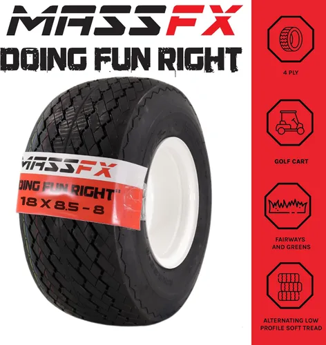 Vista 5 de MASSFX - Llanta para carrito de golf (18x8.5-8, con borde blanco MASSFX 8 x 7 4/4 Rim, paquete de 2).