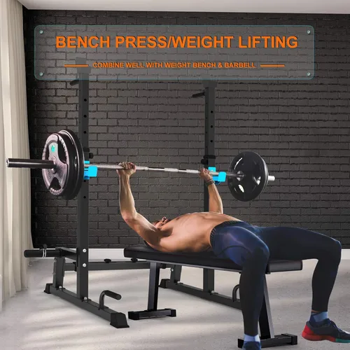 Vista 2 de JX FITNESS Estante para sentadillas, estante de barra, estante de prensa de banco push up multifunción levantamiento de pesas gimnasio/gimnasio