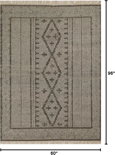 Vista 2 de Momeni Bristol - Alfombra tradicional tejida a mano de lana y algodón para interiores, natural, 5 x 8 pies