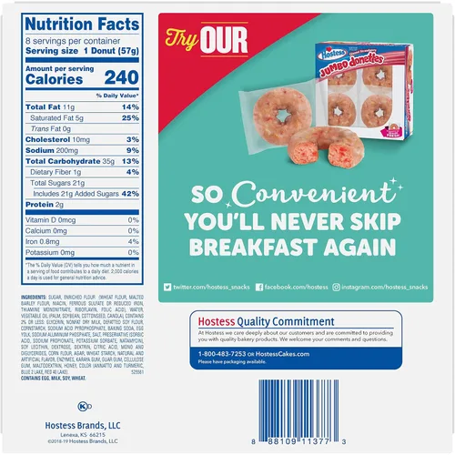 Vista 2 de Hostess Donettes jumbo glaseadas Blueberry Donettes Paquete múltiple, 16 onzas, 6 unidades [48 donas en total]