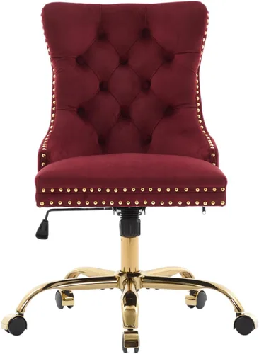 Vista 17 de Silla de escritorio de terciopelo gris con ruedas y base dorada, silla de oficina moderna giratoria cómoda, silla de tocador, silla de tarea, silla