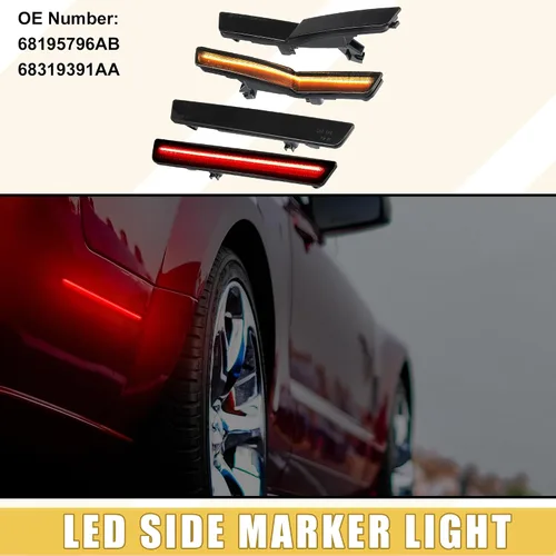 Vista 2 de 68195796AB - Luces de señal de giro delanteras y traseras para Dodge Challenger, luz LED roja ámbar, 2 pares