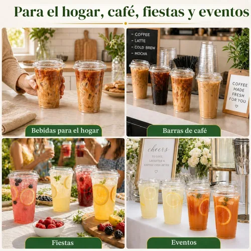 Vista 6 de Glotoch Express - Vasos de plástico con tapas para sorber sin pajilla, 24 onzas, 100