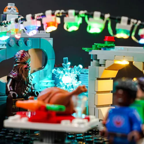 Vista 4 de BrickBling Kit de iluminación LED compatible con Lego Millennium Falcon Holiday Diorama, luces creativas compatibles con Lego 40658, solo luces, sin