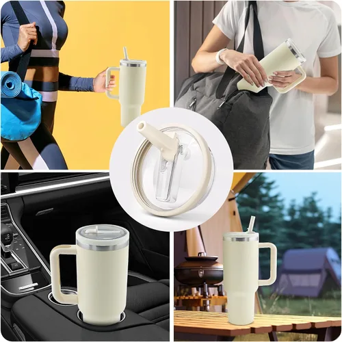 Vista 6 de Stanley - Juego de 2 tapas de repuesto para vasos Stanley H2.0 Quencher, cubierta de popote a prueba de polvo para tazas Stanley, diseño a prueba