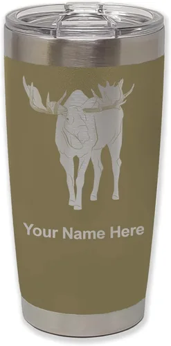 Vista 36 de LaserGram Vaso aislado al vacío de 20 onzas, alce, grabado personalizado incluido (negro)