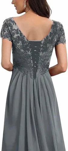 Vista 3 de Vestidos de madre de la novia, vestidos largos para invitados de boda para mujer, vestidos de noche formales con cuello en V, vestido de abuela