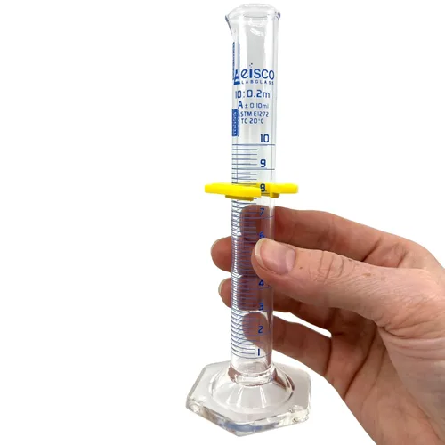 Vista 5 de Eisco Laboratorios - Cilindro graduado, 0.3 fl oz - ASTM, Clase A - Tolerancia ±0.0.3 fl oz - Collar protector, base hexagonal - Graduaciones azules