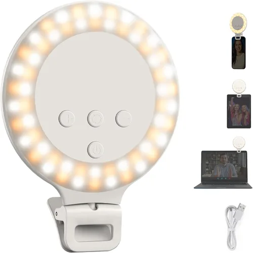 Vista 9 de NEEWER Luz magnética para selfie de nivel de entrada compatible con MagSafe iPhone, 1 W, clip de metal LED, anillo de iluminación de relleno