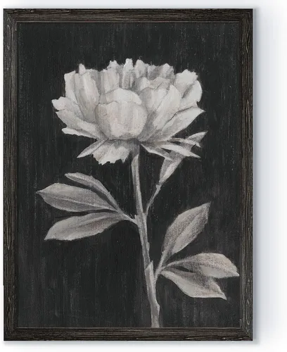 Vista 20 de Renditions Gallery- Lienzo enmarcado con flores blancas y negras Flores blancas y negras 1 juego/marco negro