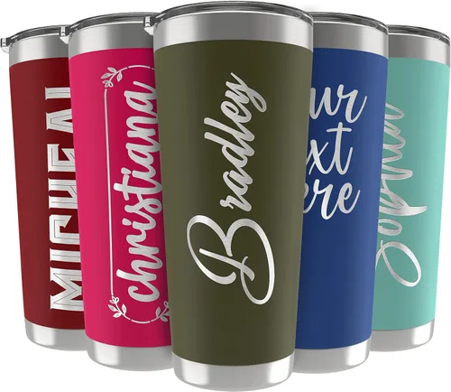 Vista 17 de Vasos personalizados, vaso de acero inoxidable de 20 onzas con tapa 13 diseños diferentes Tazas personalizadas de doble pared aisladas para café