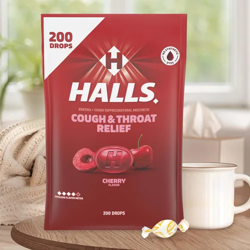 Vista 7 de HALLS Relief - Gotas para la tos de cereza, paquete económico, 200 gotas Sin tintes sintéticos