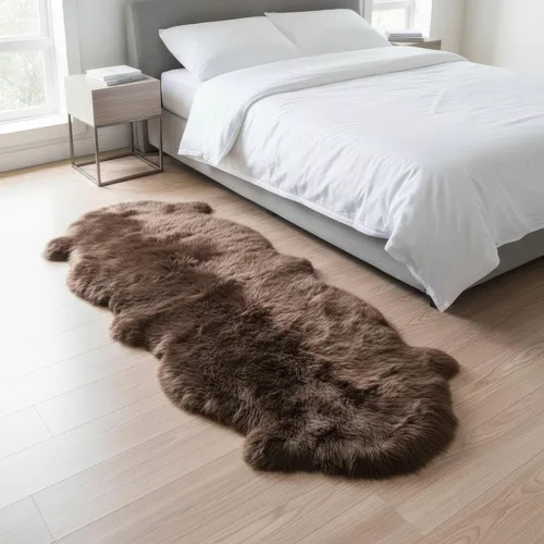 Vista 17 de Alfombra de Piel de Oveja Genuina Azul Playa de 2x3 pies, Alfombra de Acento de Piel Real Suave de Una Sola Piel para Silla, Funda de Asiento