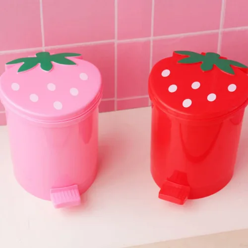 Vista 8 de DOITOOL Mini basurero de escritorio con forma de corazón: cubo de basura de papel pequeño con tapa oscilante, contenedor de basura para encimera